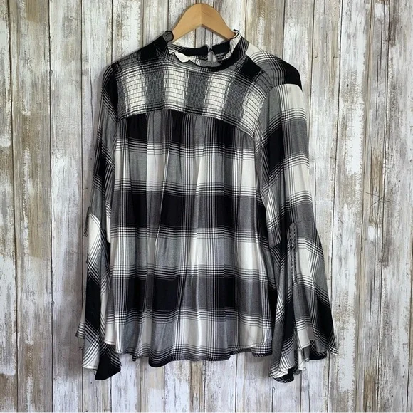 Lane Bryant Plaid Wide Sleeve Blouse - Picture 1 of 5
